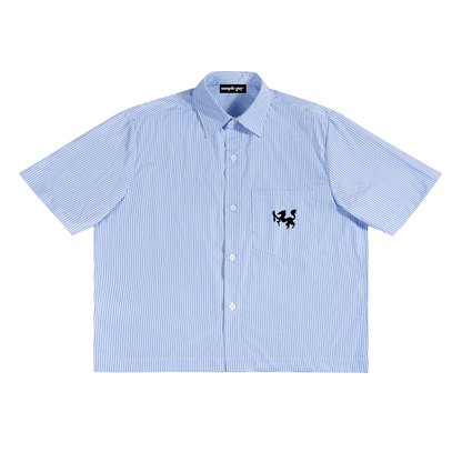 Dodgy City Roots Striped Boxy Tee v2 Blue