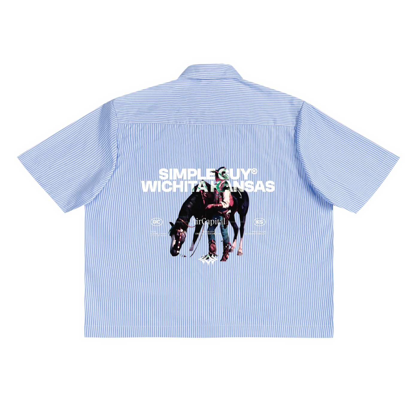 Dodgy City Roots Striped Boxy Tee v2 Blue